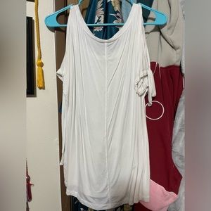 Flouncy White Off Shoulder Light and Soft Tank